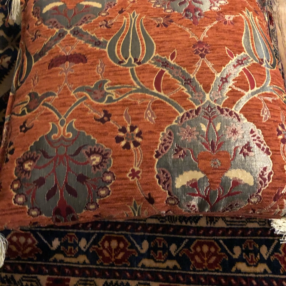 Orange Turkish kilometer pillow sham with insert